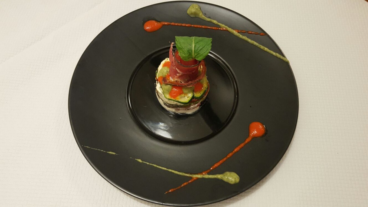mille feuilles de légumes et créme de fromage